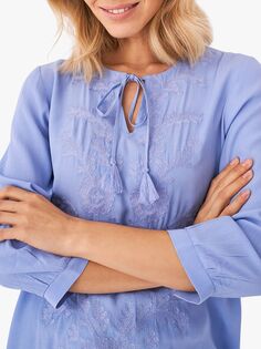 Блуза с вышивкой Crew Clothing, синяя