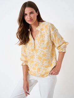 Crew Clothing Блузка Macy с цветочным принтом, желтый/белый