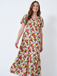Crew Clothing Платье миди с цветочным принтом Riverside, Многоцветный