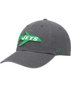 Мужская темно-серая регулируемая кепка New York Jets Clean Up Legacy &apos;47 Brand