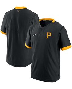 Мужской черный, золотой пуловер Pittsburgh Pirates Authentic Collection с короткими рукавами Nike