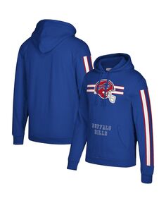 Мужской пуловер с капюшоном Royal Buffalo Bills с тремя полосками Mitchell &amp; Ness