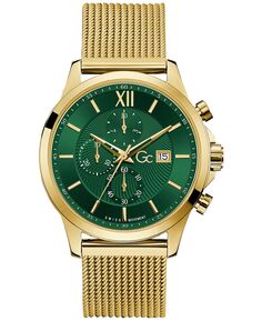 Мужские швейцарские часы Gc Executive из нержавеющей стали с браслетом золотистого цвета, 44 мм GUESS