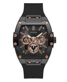 Мужские многофункциональные черные силиконовые часы 43 мм GUESS