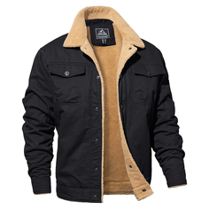 Мужская хлопковая куртка-карго Magnivit Sherpa Fleece Lined, черный