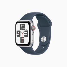 Умные часы Apple Watch SE Gen 2 2023 (GPS + Cellular), 40 мм, Silver Aluminum Case/Storm Blue Sport Band - S/M