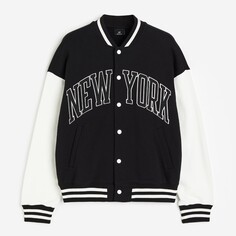 Бейсбольная куртка H&amp;M Oversized Fit New York, черный H&M