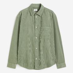Рубашка H&amp;M Relaxed Fit Corduroy, светло-зеленый H&M