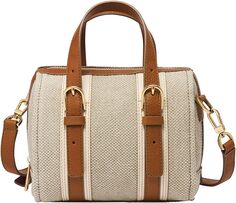Кожаная мини-сумка-портмоне Fossil Carlie для женщин, коричневый/натуральное