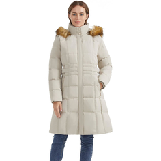 Пуховик Orolay Hooded Faux Fur Long, бежевый