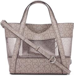 Миниатюрная сумка через плечо Calvin Klein Masonite, миндалевидный/серо-коричневый сетчатый логотип