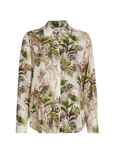 Шелковая блузка на пуговицах с принтом Nina L&apos;AGENCE, белый Lagence