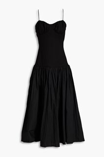 Платье миди Salem из хлопкового джерси и поплина со сборками NICHOLAS, черный