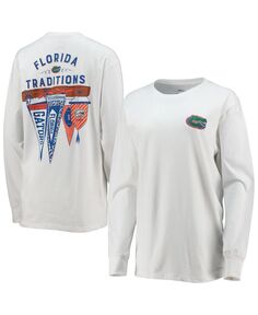 Женская белая футболка с длинным рукавом и вымпелом Florida Gators Traditions Pressbox, белый