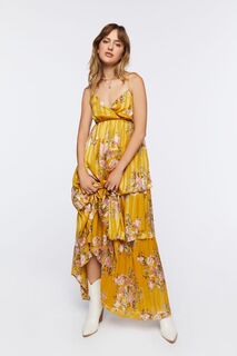Жаккардовое платье макси с цветочным принтом Forever 21, желтый