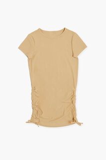 Платье-футболка со сборками для девочек Forever 21, коричневый