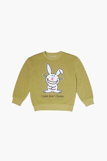Пуловер с рисунком Its Happy Bunny для девочек Forever 21, зеленый