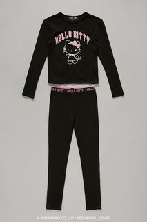 Пижамный комплект Hello Kitty для девочек из топа и штанов Forever 21, черный