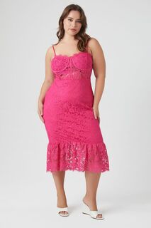 Кружевное платье-миди размера плюс с русалкой Forever 21, розовый