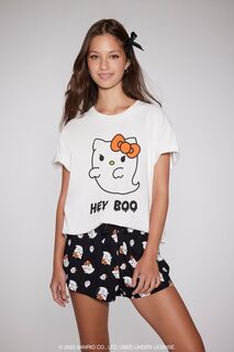 Пижамный комплект с футболкой и шортами Hello Kitty Forever 21, черный