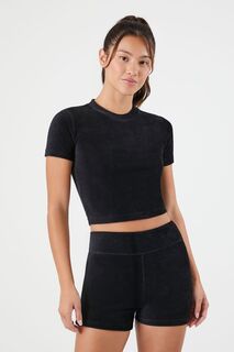 Вельветовые байкерские шорты Active Forever 21, черный