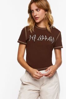 Детская футболка Def Leppard с заклепками и графическим рисунком Forever 21, коричневый