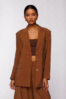 Однобортный пиджак с пиковыми лацканами Forever 21, коричневый