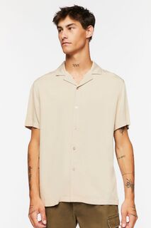 Рубашка с кубинским воротником Forever 21, серо-коричневый