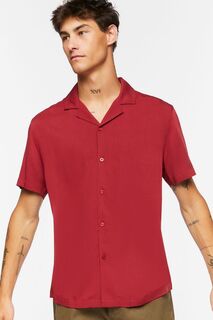 Рубашка с кубинским воротником Forever 21, бордовый