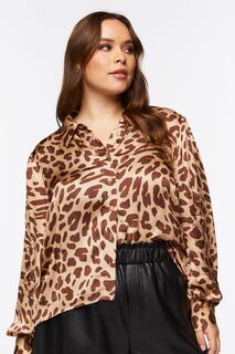 Рубашка с принтом жирафа больших размеров Forever 21, серо-коричневый