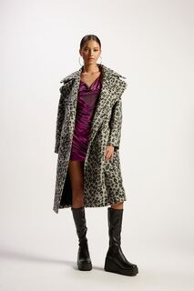 Пальто дастер с леопардовым принтом Forever 21, серый