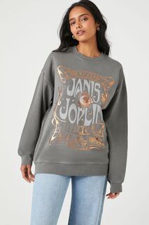Флисовый пуловер с рисунком Janis Joplin Forever 21, серый