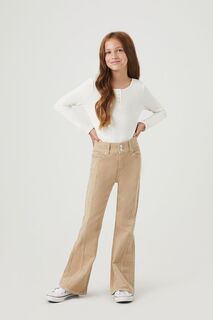 Вельветовые расклешенные брюки для девочек Forever 21, коричневый