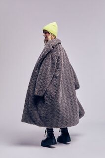 Длинное пальто из искусственного меха Forever 21, серый