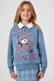 Пуловер Girls Have A Salty Day Forever 21, синий