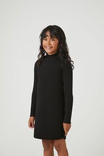 Платье-свитер с длинными рукавами для девочек Forever 21, черный