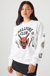 Пуловер Очень странные дела Hellfire Club Forever 21, белый
