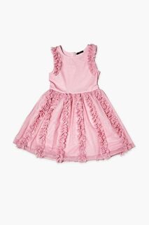 Платье с блестящей оборкой для девочек Forever 21, розовый