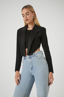 Укороченный пиджак с высоким и низким вырезом Forever 21, черный