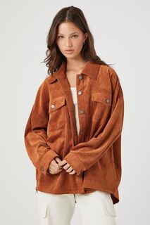 Вельветовая куртка с заниженными плечами Forever 21, коричневый
