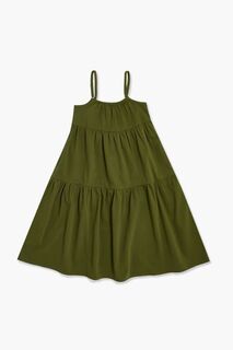 Платье-комбинация Babydoll для девочек Forever 21, оливковый