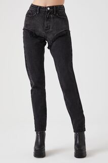 Переработанные джинсы с высокой посадкой Forever 21, черный