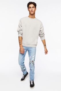 Джинсы скинни с графическим рисунком Cloud Forever 21, деним