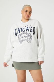 Пуловер больших размеров Chicago Illinois Forever 21, серый