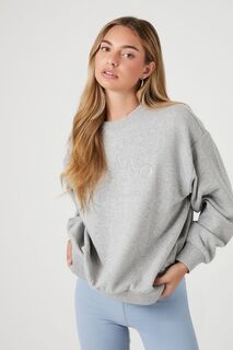 Пуловер из французской махры с вышивкой Forever 21, серый