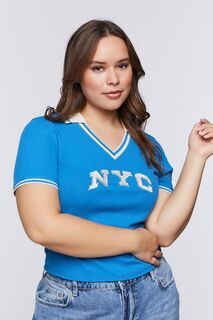 Рубашка поло больших размеров NYC Forever 21, синий