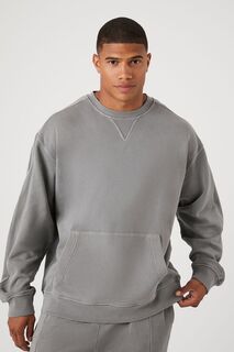 Пуловер с приспущенными рукавами и V-образным вырезом Forever 21, серый