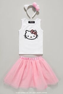 Майка Hello Kitty для девочек, комплект с юбкой-пачкой и повязкой на голову Forever 21, белый