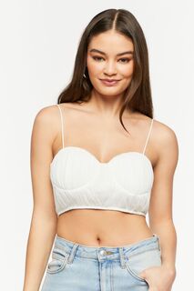 Укороченное бюстье на майке со сборками Forever 21, белый