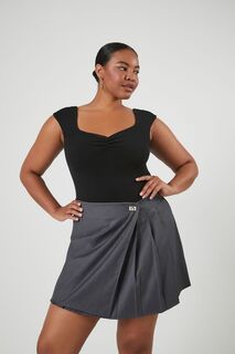 Плиссированная мини-юбка трапеции больших размеров Forever 21, серый